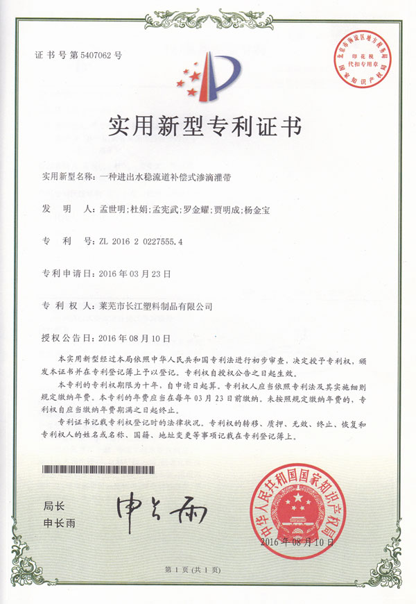 一種進出水穩流道補償式滲滴灌帶